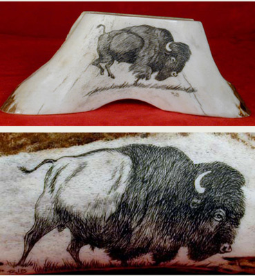 Scrimshaw Buffalo Card Holder