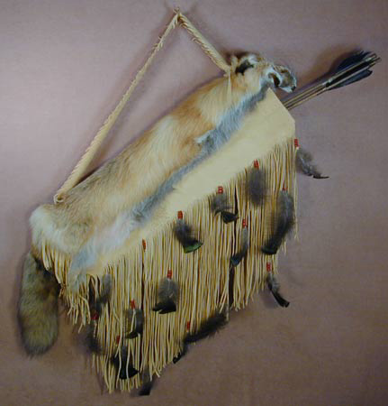 27" Red Fox Fur Quiver  &  Arrows