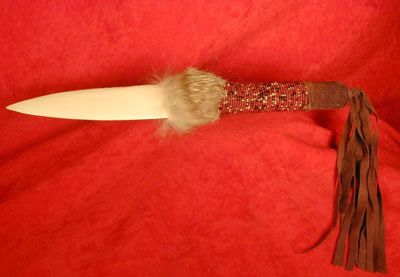 11"  Beaded Handle Bone Knife