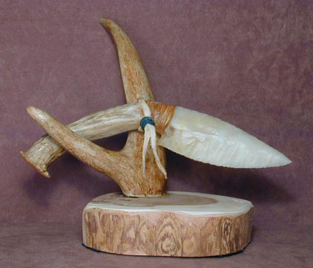 Knife with Antler Stand