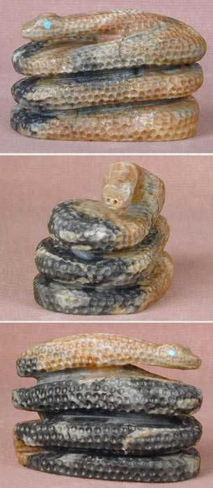 Zuni Picasso Marble Coiled Snake Fetish