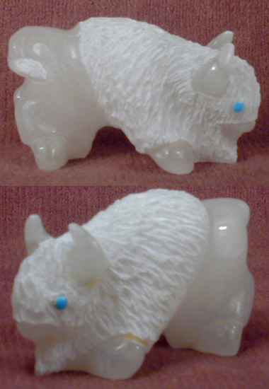 Zuni White Alabaster Buffalo Fetish